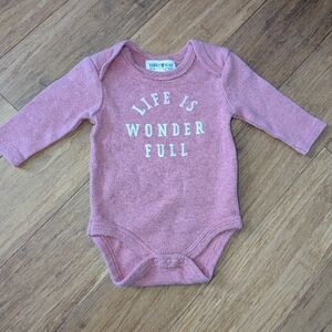Rabbit + Bear, Pink long sleeve baby girls bodysuit